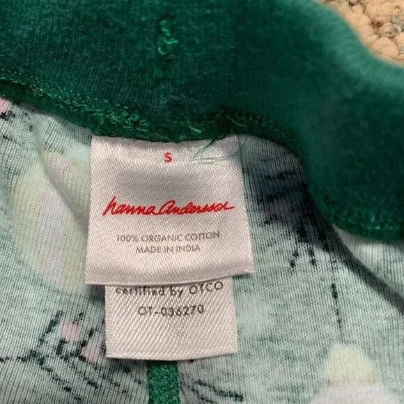 Hanna Andersson Festive Long John Pajama Pant Green Red Delightful Decorations - Picture 8 of 9